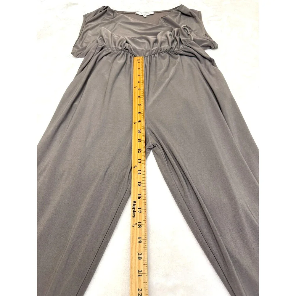 Pineapple Paris Taupe Cowl Neck Sleeveless Jumpsuit Pockets Sz 44 Made in Italy
